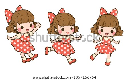 Illusration of Cute girl many gestures. Cute cartoon character. Vector illustration. This cute element object design for wallpaper, web page background, card, banner design and more.