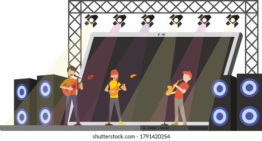Illusration of online concert on laptop