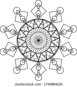 Illusration pattern of mandala from combination of shape. Perfect for adult coloring book for healing.