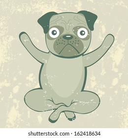 An illusration of  pug doing yoga