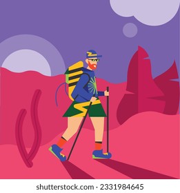 Illusration vector graphic of hiking climbers. perfect for element design with climbing theme
