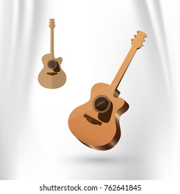 Illustartion 3D guitar on the white background. Isolated object.