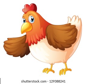 Illustartion of a big fat hen on a white background