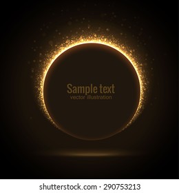 Illustartion of Gold glittering star dust circle banner