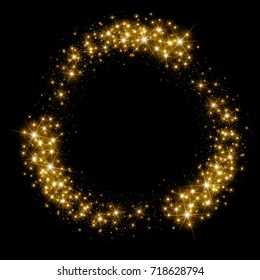 Illustartion of Gold glittering star dust circle