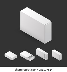 Illustartion of Opened White Cardboard Package Box.