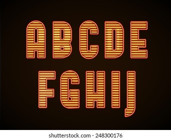 Illustartion of retro glowing font