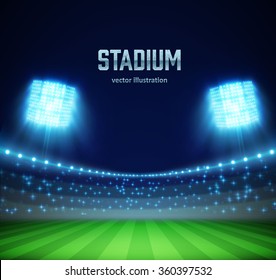 Illustartion of stadium with lights and tribunes eps 10