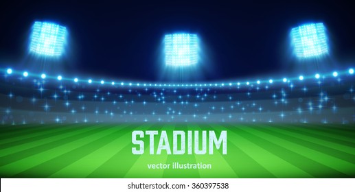 Illustartion of stadium with lights and tribunes eps 10