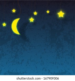 illustartion of stars and moon