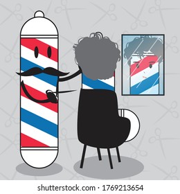 Illustartion vector of barbershop lamp character cut the hair