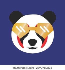 Illustartion vector graphic of Bear wearing Glasses Logo