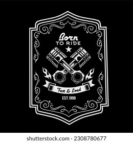 illustartion vector of piston and fire in vintage design perfect for print,etc