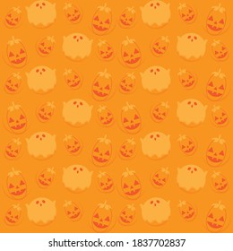 illustartion vector of trick or treat orange pattern 1