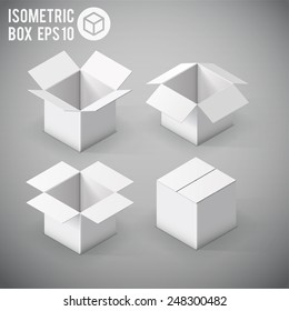 Illustartion Of White Isometric  Box