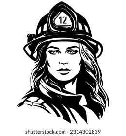 Illustation of firefighter isolated on white