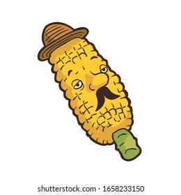 illustation of the grilled corn on the cob at japanese summer festival.