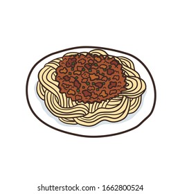 illustation of the meat sauce spaghetti.