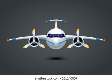 illustation of plane with two propeller engine on dark background