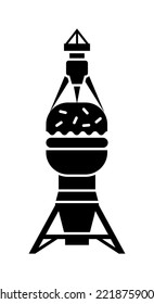 Illustration von Satellitenburger mit Schwarz-Weiß. einzeln auf weißem Hintergrund, vertikales Layout.