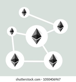 Illustation vector of ethereum logo chain network cryptocurrency blockchain concept