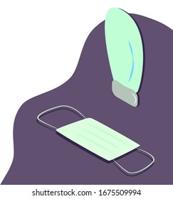 Illustation vector mask after the covid-19 virus spread to prevent the spread of germs and bacteria and avoid coronary heart disease. Vector For you web site