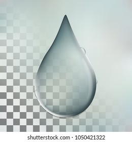 Illustation vector of a realistic transparent blue water drop on transparent background