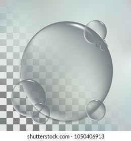 Illustation vector of a realistic transparent water bubble on transparent background