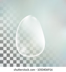Illustation vector of a realistic transparent water drop on transparent background