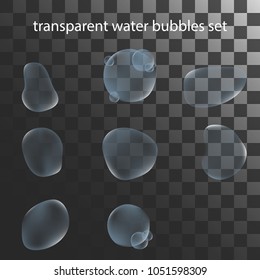 Illustation vector of a realistic transparent water bubble set on transparent background