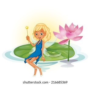 Illustraion of a fairy on a lotus leave