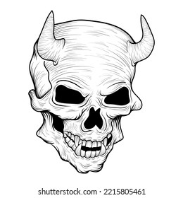 illustraion monochrome art demon skull chaacter design