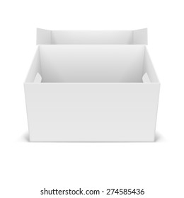 Illustraion of open white cardboard boxes, isolated  for design