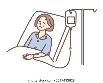 illustraion of woman on a drip