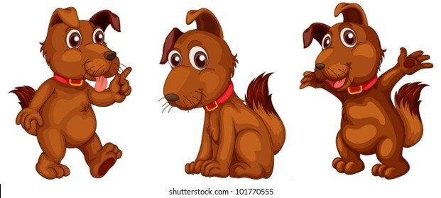 Illustraiton of brown dogs on white