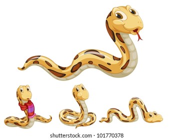 Illustraiton of comical snakes on white