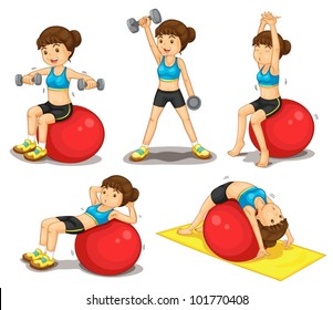 Illustraiton of girl doing exercises