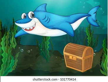 Illustraiton of shark swimming near chest