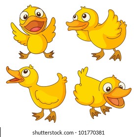 Illustraiton of young chicks on white