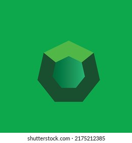 illustrasi 3d green cube or grenn gem.