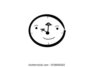 Ilustrasi Icono de reloj de pared dibujado a mano con un estilo sencillo