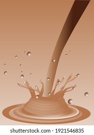 Illustrasion Abstract background splash brown coklat liquid.