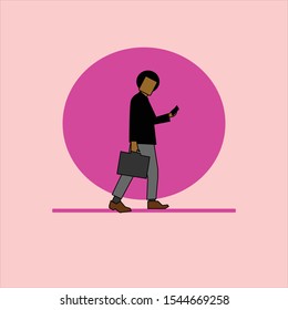 illustrasion of a business man with bag