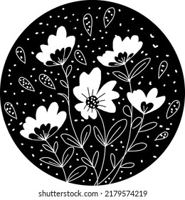 illustrasion flowers and leaf line art . Vintage illustrasion flowers