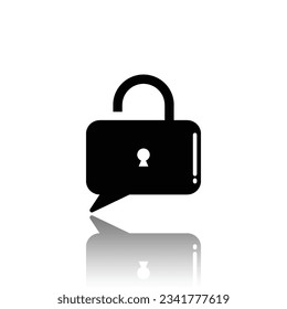 ilustración vectorial gráfico de bloqueo de chat, icono de bloqueo de chat o símbolo de bloqueo de mensajes, iconos de comunicación cifrados, bloqueos de seguridad, 