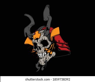 illustrastion vector graphic of samurai skull warrior
