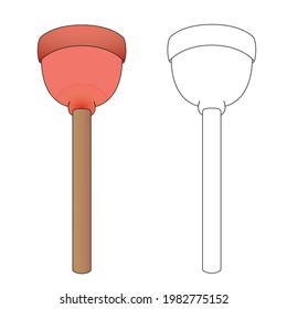 Illustrastion vector of Pink plunger. Perfect for art, postcards, cards, wall decor, t-shirts, cards, prints, drawing books, coloring books, wallpaper, prints, cards, ect.