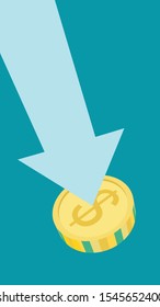 Illustrate of The Arrow pointing at Gold coin.
