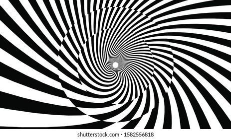 The illustrate of black and white lines optical illusion background.