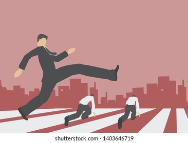 Illustrate of businessman walking over businessman